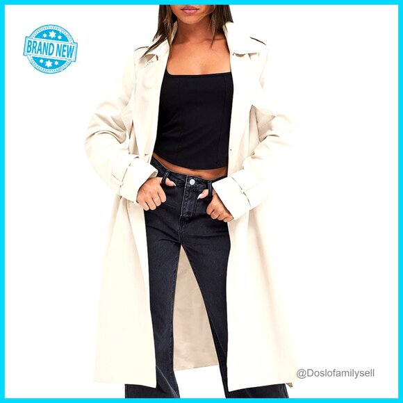 Jackets & Blazers - Double Breasted Trench Coat Windproof Lapel Belted Elegant Classic Overcoat